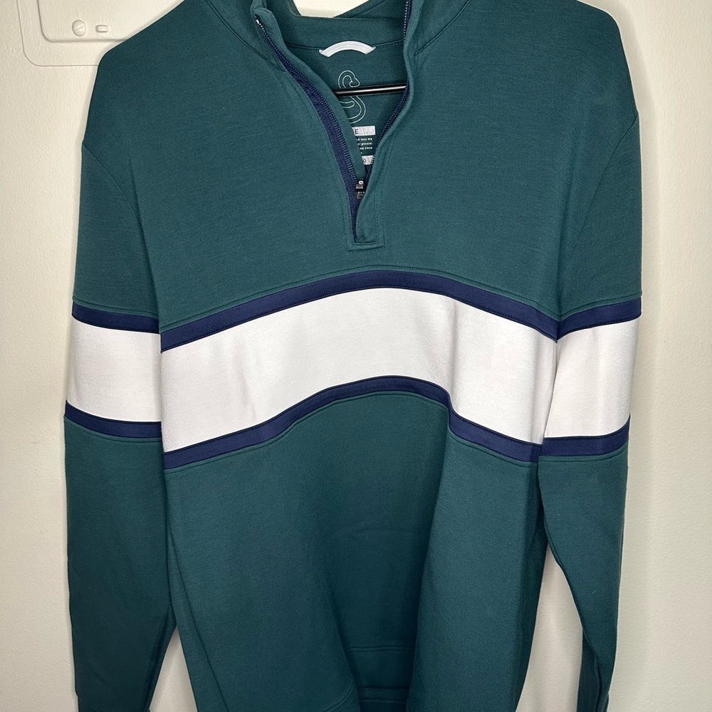 Men's Swannies Green/White/Blue 1/4 Zip Sweater